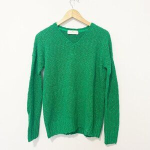 Amanda Uprichard Green Knit V Neck Sweater Size Medium
